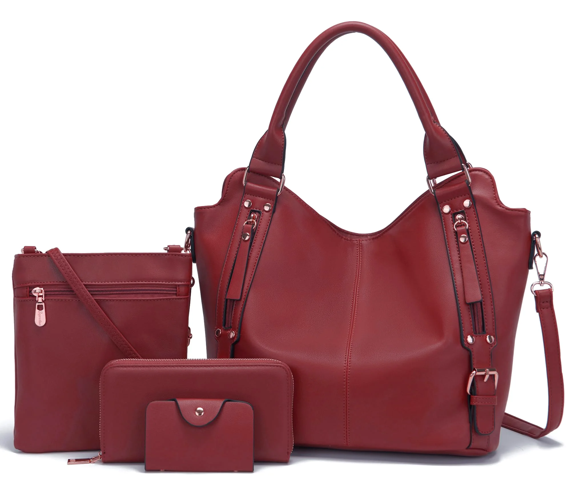Soperwillton Four-Piece Large Hobo Set, Red